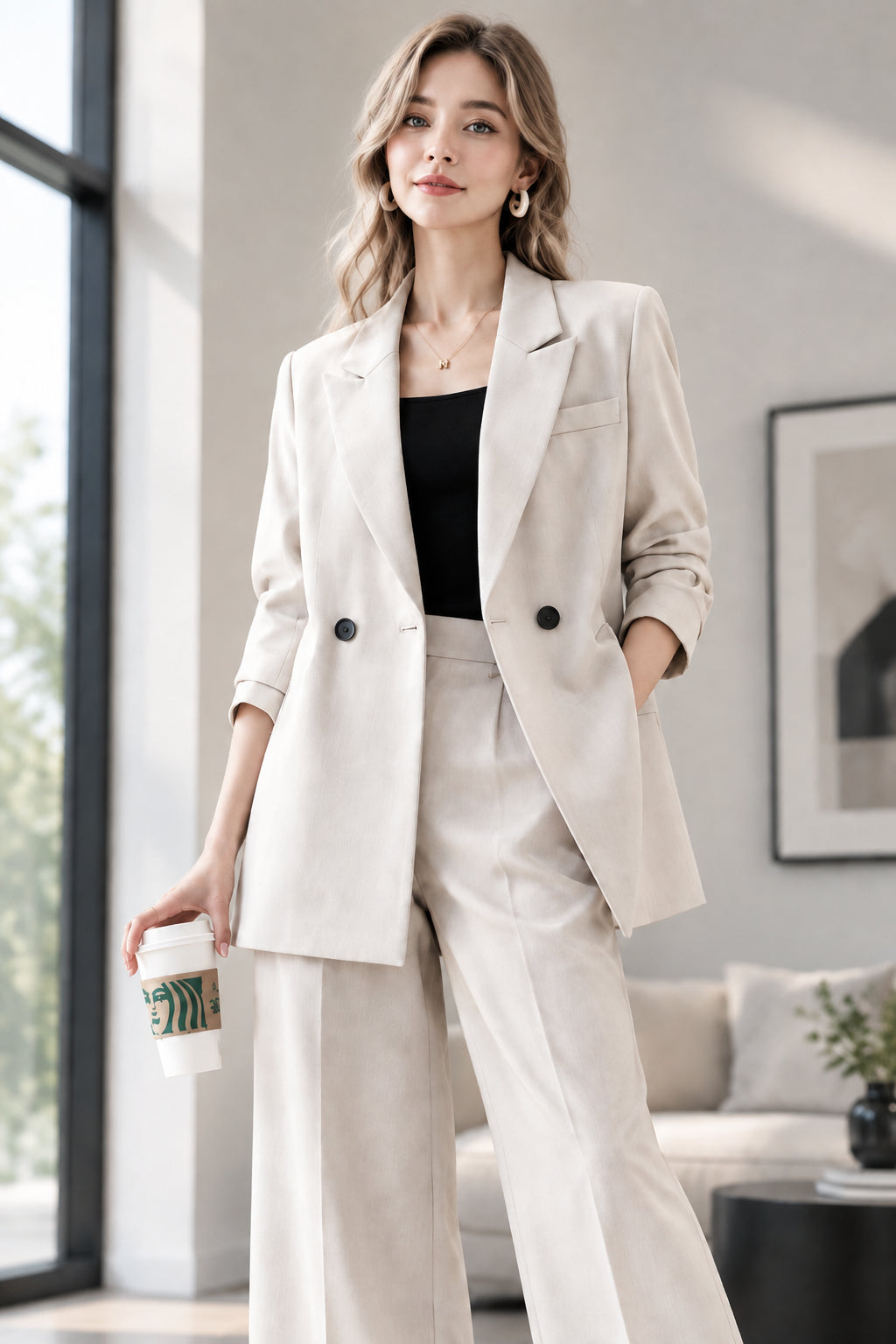 Velora Professional Chic Long Tailored Blazer